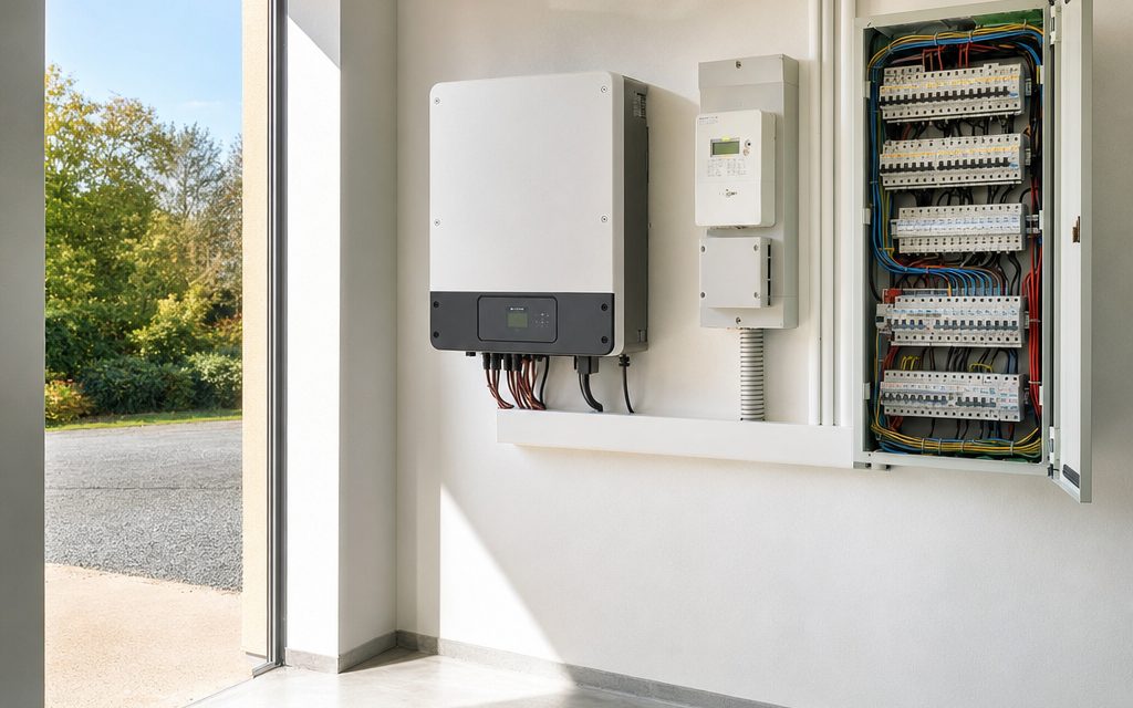 Onduleur photovoltaïque et coffret électrique dans un local technique